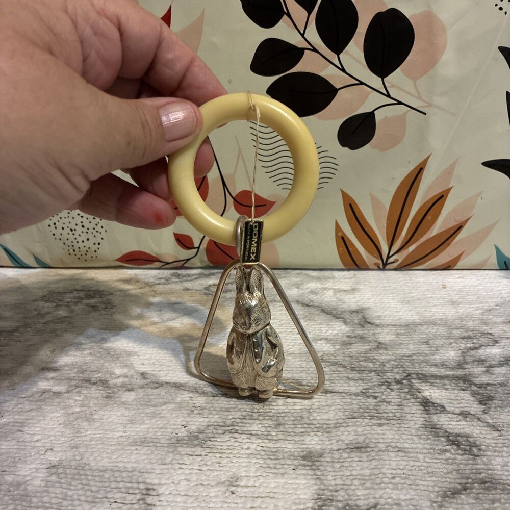 Peter Rabbit Baby Rattle & Teething Ring Made in Portugal by Domex Silver Plated